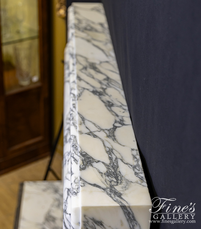 Marble Fireplaces  - Rare Bolection Style Fireplace Mantel In Italian Arabascato Calacatta Marble - MFP-2525